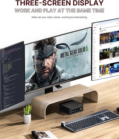 N4 Mini PC 11 Pro، Ryzen 9 6900HX (يصل إلى 4.9 جيجا هرتز)، Radeon 680M GPU، كمبيوتر مكتبي للألعاب، ذاكرة الوصول العشوائي LPDDR5 سعة 32 جيجابايت، 1 تيرابايت SSD، شبكة NIC LAN مزدوجة بسرعة 1000 ميجا بت في الثانية، شاشة ثلاثية 4K، WiFi 6E، BT5.3 in Kuwait