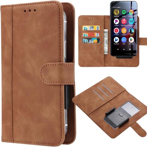for innioasis G1 G3 G5 MP3 Player Case, Universal Leather Wallet with Card Holder Slots Movable Clip Magnetic Flip Wallet Protection Case Cover for innioasis G1 G3 G5 MP3 Player -Brown in Saudi Arabia