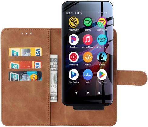for innioasis G1 G3 G5 MP3 Player Case, Universal Leather Wallet with Card Holder Slots Movable Clip Magnetic Flip Wallet Protection Case Cover for innioasis G1 G3 G5 MP3 Player -Brown in Saudi Arabia
