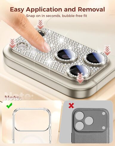 واقي عدسة الكاميرا Goton لهاتف iPhone 17 Pro Max Diamond Bling - ليس من السهل السقوط، امتصاص قوي، ملحقات غطاء شاشة الكاميرا الخلفية من سبائك الألومنيوم المعدنية اللامعة لهاتف 17 Promax، فضي in Kuwait
