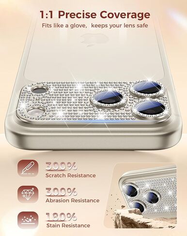 واقي عدسة الكاميرا Goton لهاتف iPhone 17 Pro Max Diamond Bling - ليس من السهل السقوط، امتصاص قوي، ملحقات غطاء شاشة الكاميرا الخلفية من سبائك الألومنيوم المعدنية اللامعة لهاتف 17 Promax، فضي in Kuwait