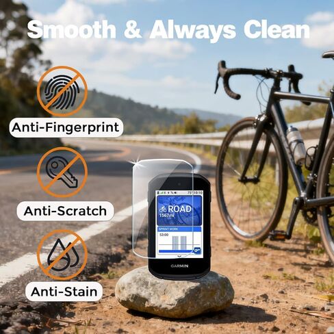 واقي شاشة لجهاز Garmin Edge 850/Edge 550 GPS (3+1pack) وغطاء حافظة من السيليكون، طبقة من الزجاج المقسى مضادة للخدش تغطية كاملة عالية الوضوح (أسود) in Kuwait