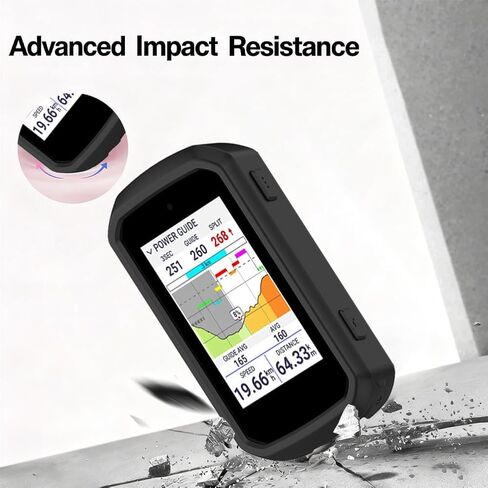 واقي شاشة لجهاز Garmin Edge 850/Edge 550 GPS (3+1pack) وغطاء حافظة من السيليكون، طبقة من الزجاج المقسى مضادة للخدش تغطية كاملة عالية الوضوح (أسود) in Kuwait