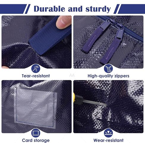 6 Pack Extra Large Heavy Duty Moving Bags with Reinforced Zipper & Wide Handles, Moisture-Resistant Storage Bins Packing Cubes for Clothes, College Dorm, Travel, and Home Organization, Dark Blue in Kuwait