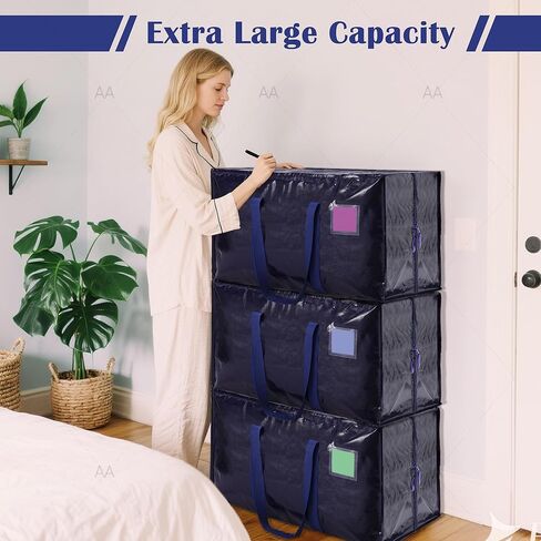 6 Pack Extra Large Heavy Duty Moving Bags with Reinforced Zipper & Wide Handles, Moisture-Resistant Storage Bins Packing Cubes for Clothes, College Dorm, Travel, and Home Organization, Dark Blue in Kuwait