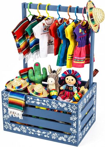 Novabright Brown Cielito Lindo Wooden Baby Shower Crate Closet Mexican Wood Baby Basket Gift with Handle New Born Basket for Pregnancy New Parent Nursery Storage Organizer Display in Kuwait