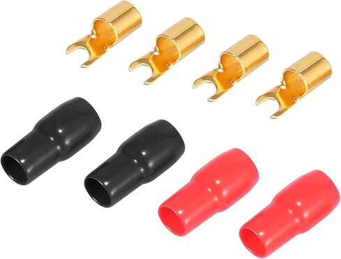 2 Pair Car Auto 4 Gauge Strip Spade Terminal Adapter U Type Crimp Terminal Connector for Speaker Wire Cable Black Red Durable Material in Saudi Arabia