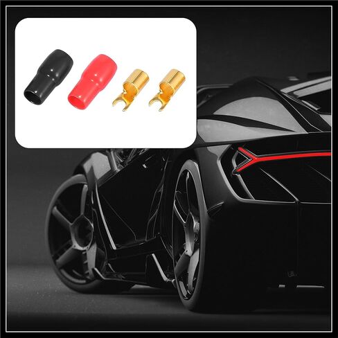 2 Pair Car Auto 4 Gauge Strip Spade Terminal Adapter U Type Crimp Terminal Connector for Speaker Wire Cable Black Red Durable Material in Saudi Arabia
