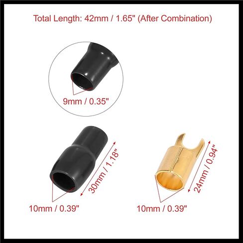 2 Pair Car Auto 4 Gauge Strip Spade Terminal Adapter U Type Crimp Terminal Connector for Speaker Wire Cable Black Red Durable Material in Saudi Arabia