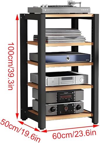2/3/4/5 Tier Audio Cabinet Stand, Adjustable Media Rack for Record Player, AV Component Tower, Home Stereo System with Height-Adjustable Shelves, Beige in Saudi Arabia