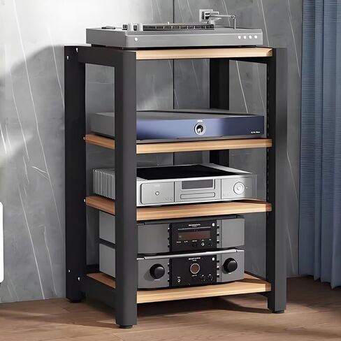 2/3/4/5 Tier Audio Cabinet Stand, Adjustable Media Rack for Record Player, AV Component Tower, Home Stereo System with Height-Adjustable Shelves, Beige in Saudi Arabia