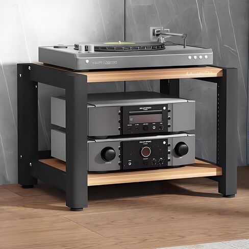 2/3/4/5 Tier Audio Cabinet Stand, Adjustable Media Rack for Record Player, AV Component Tower, Home Stereo System with Height-Adjustable Shelves, Beige in Saudi Arabia