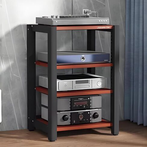 2/3/4/5 Tier Audio Cabinet Stand, Adjustable Media Rack for Record Player, AV Component Tower, Home Stereo System with Height-Adjustable Shelves, Beige in Saudi Arabia