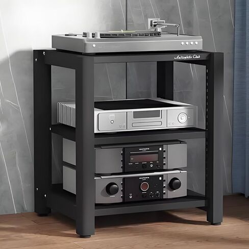 2/3/4/5 Tier Audio Cabinet Stand, Adjustable Media Rack for Record Player, AV Component Tower, Home Stereo System with Height-Adjustable Shelves, Beige in Saudi Arabia