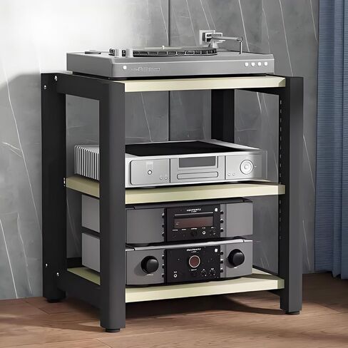 2/3/4/5 Tier Audio Cabinet Stand, Adjustable Media Rack for Record Player, AV Component Tower, Home Stereo System with Height-Adjustable Shelves, Beige in Saudi Arabia