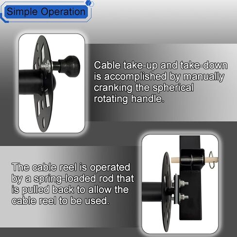 Heavy Duty Double Welding Cable Reel, Welding Reels for Leads, Black Double Side Swivel Base 10" Reel, Suitable for use with 150 ft of 1/0 Cable and 125 ft of 2/0 Cable, 6-Yr Service. in Kuwait