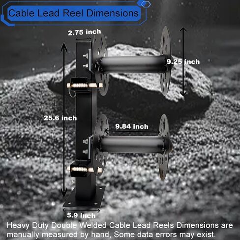 Heavy Duty Double Welding Cable Reel, Welding Reels for Leads, Black Double Side Swivel Base 10" Reel, Suitable for use with 150 ft of 1/0 Cable and 125 ft of 2/0 Cable, 6-Yr Service. in Kuwait