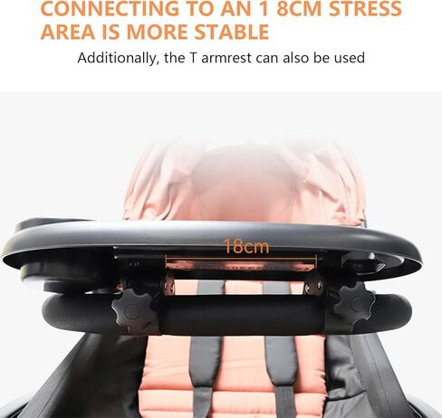 صينية الوجبات الخفيفة لعربة الأطفال مع حامل أكواب، صينية طعام عالمية لعربة الأطفال قابلة للإزالة، مشبك مقبض غير قابل للانزلاق لقضيب عربة الأطفال، حامل وجبات خفيفة لعربة الأطفال قابل لإعادة الاستخدام لعربات الأطفال مع مساند أذرع مستديرة in Kuwait