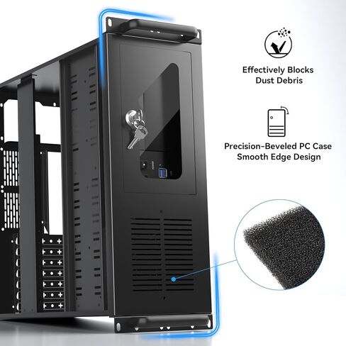 هيكل خادم 4U، حافظة خادم مع فتحات محرك أقراص ثابتة و7 فتحات PCI، حافظات مثبتة على حامل لمركز البيانات والألعاب، تدعم اللوحات الأم ATX، Micro-ATX، Mini-ITX، 2X Front USB 3.0، لوحة أمامية قابلة للقفل in Kuwait