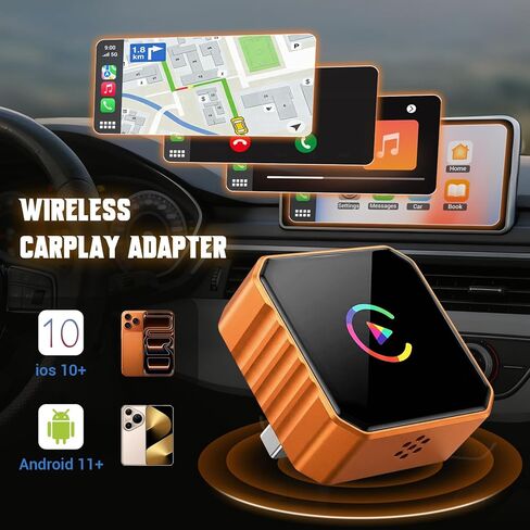 Wireless CarPlay Adapter for iPhone & Android, 2-in-1 Wireless CarPlay with Type-C Extension, Convert Wired to Wireless for Apple iOS 10+, Android auto, Plug and Play Bluetooth CarPlay Adapter in Kuwait