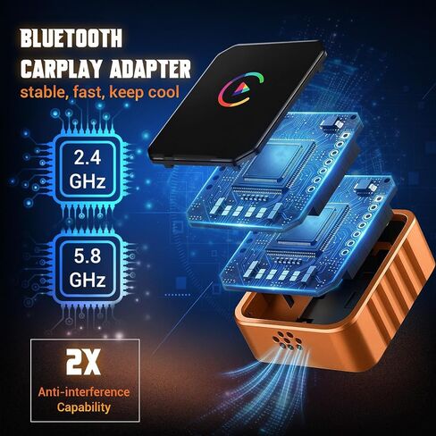 Wireless CarPlay Adapter for iPhone & Android, 2-in-1 Wireless CarPlay with Type-C Extension, Convert Wired to Wireless for Apple iOS 10+, Android auto, Plug and Play Bluetooth CarPlay Adapter in Kuwait