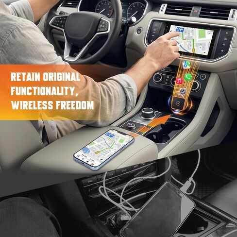 Wireless CarPlay Adapter for iPhone & Android, 2-in-1 Wireless CarPlay with Type-C Extension, Convert Wired to Wireless for Apple iOS 10+, Android auto, Plug and Play Bluetooth CarPlay Adapter in Kuwait