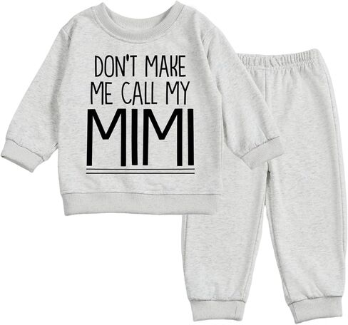 Toddler Baby DON'T MAKE ME CALL MY MIMI Long Sleeve Sweatshirt Top Jogger Pants Clothes Set in Kuwait