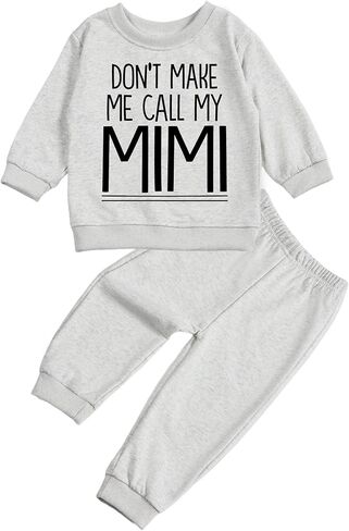 Toddler Baby DON'T MAKE ME CALL MY MIMI Long Sleeve Sweatshirt Top Jogger Pants Clothes Set in Kuwait