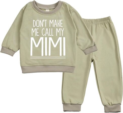Toddler Baby DON'T MAKE ME CALL MY MIMI Long Sleeve Sweatshirt Top Jogger Pants Clothes Set in Kuwait