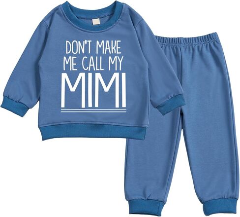 Toddler Baby DON'T MAKE ME CALL MY MIMI Long Sleeve Sweatshirt Top Jogger Pants Clothes Set in Kuwait