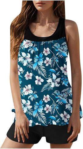 DASAYO Womens Tankini Swimsuits Tummy Control Two Piece Bathing Suit with Shorts Full Coverage Blouson Tankinis Swimwear 2026 in Kuwait