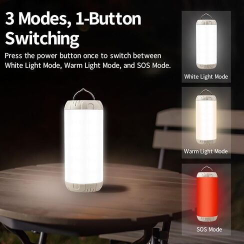 Rechargeable Camping Lantern, 1200 Lumens Ultra Bright Portable LED Lantern, Up to 80 Hours Runtime, IP68 Waterproof, 3 Light Modes + SOS Emergency Light for Power Outages, Hiking, Hurricane in Saudi Arabia