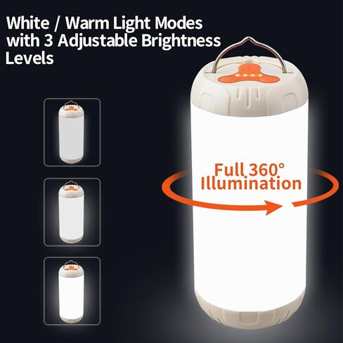 Rechargeable Camping Lantern, 1200 Lumens Ultra Bright Portable LED Lantern, Up to 80 Hours Runtime, IP68 Waterproof, 3 Light Modes + SOS Emergency Light for Power Outages, Hiking, Hurricane in Saudi Arabia