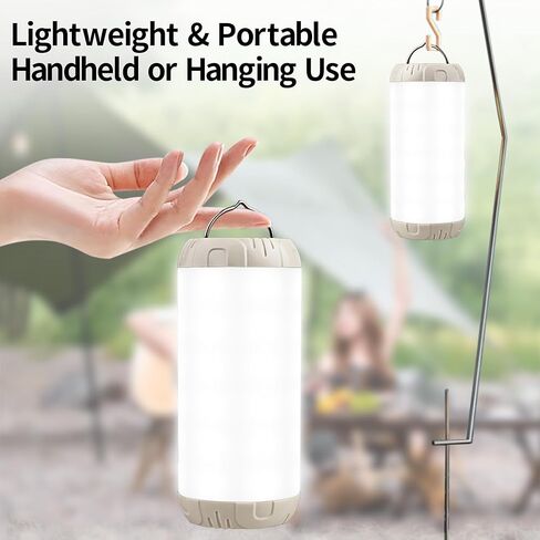 Rechargeable Camping Lantern, 1200 Lumens Ultra Bright Portable LED Lantern, Up to 80 Hours Runtime, IP68 Waterproof, 3 Light Modes + SOS Emergency Light for Power Outages, Hiking, Hurricane in Saudi Arabia
