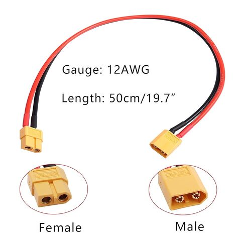 XT60 XT-60 Extension Cable, XT60 Male to XT60 Female Adapter Extension Cord with 50cm 12AWG Silicone Wire for Solar Panel RV Automotive RC Lipo Battery in Saudi Arabia