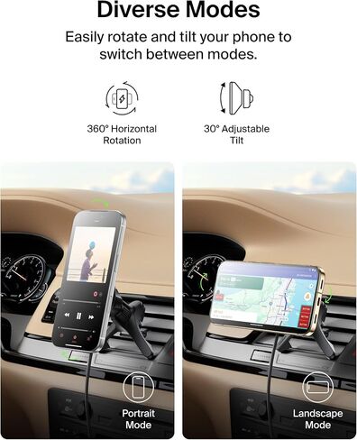شاحن سيارة لاسلكي من بيلكين، حامل مغناطيسي للسيارة مع كابل USB C بطول 1 متر، شاحن iPhone سريع متوافق مع Qi2 MagSafe لهواتف iPhone 17 وGalaxy S25 وPixel 10 والمزيد - ملحقات السفر - أسود in Kuwait