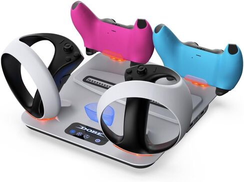 محطة شحن وحدة التحكم SOTY لوحدة التحكم PS VR2 وPS5 وحامل التبريد الصامت PS5/Slim/Pro مع مصابيح RGB؛ محطة تبريد؛ شاحن وحدة التحكم؛ مجموعة ملحقات PS5/Slim/Pro؛ حامل سماعة الرأس in Kuwait
