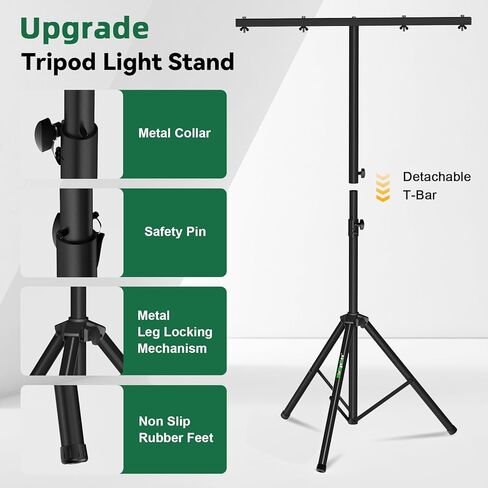 حامل إضاءة Dj Light Stand T Bar حامل مسرح معدني للأضواء الاسمية حامل ثلاثي القوائم مع حامل العارضة، فردي in Saudi Arabia
