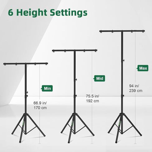 حامل إضاءة Dj Light Stand T Bar حامل مسرح معدني للأضواء الاسمية حامل ثلاثي القوائم مع حامل العارضة، فردي in Saudi Arabia