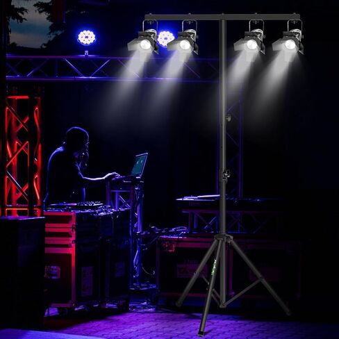 حامل إضاءة Dj Light Stand T Bar حامل مسرح معدني للأضواء الاسمية حامل ثلاثي القوائم مع حامل العارضة، فردي in Saudi Arabia