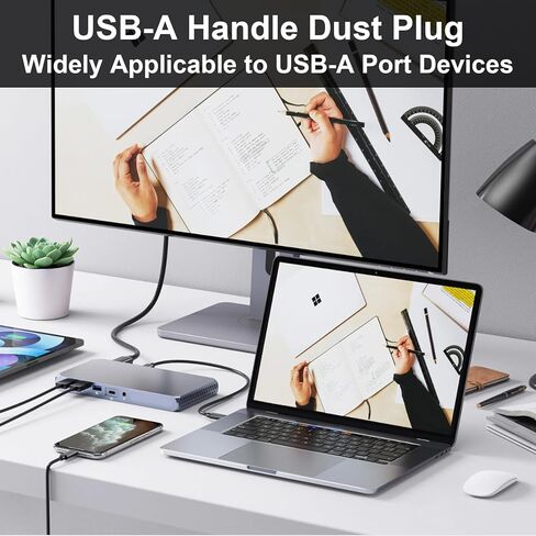 10 قطع من سدادات منفذ غطاء الغبار USB من النوع A مع مقبض، مجموعة أدوات حماية منافذ USB أنثى سوداء من النوع A مع فرشتي تنظيف للكمبيوتر المحمول وجهاز التوجيه التلفزيوني وجميع الأجهزة in Kuwait