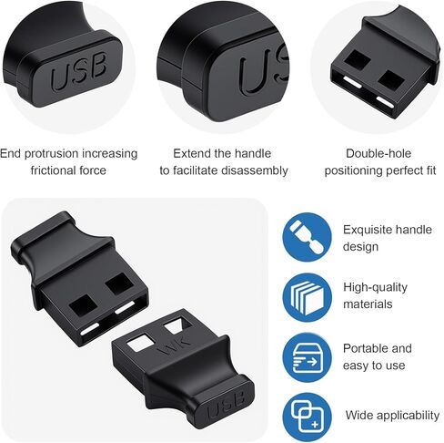 10 قطع من سدادات منفذ غطاء الغبار USB من النوع A مع مقبض، مجموعة أدوات حماية منافذ USB أنثى سوداء من النوع A مع فرشتي تنظيف للكمبيوتر المحمول وجهاز التوجيه التلفزيوني وجميع الأجهزة in Kuwait