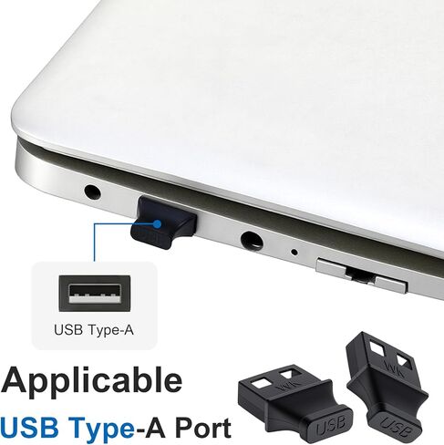 10 قطع من سدادات منفذ غطاء الغبار USB من النوع A مع مقبض، مجموعة أدوات حماية منافذ USB أنثى سوداء من النوع A مع فرشتي تنظيف للكمبيوتر المحمول وجهاز التوجيه التلفزيوني وجميع الأجهزة in Kuwait