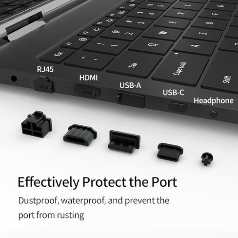 50 قطعة من 10 أنواع من غطاء منفذ USB، أغطية حماية من السيليكون، مجموعة سدادات الغبار - لـ USB C، Lightning، Micro، Type-C، Cat5/6، 3.5 مم، USB A، HDMI، RJ45 مع فرشاة تنظيف in Kuwait
