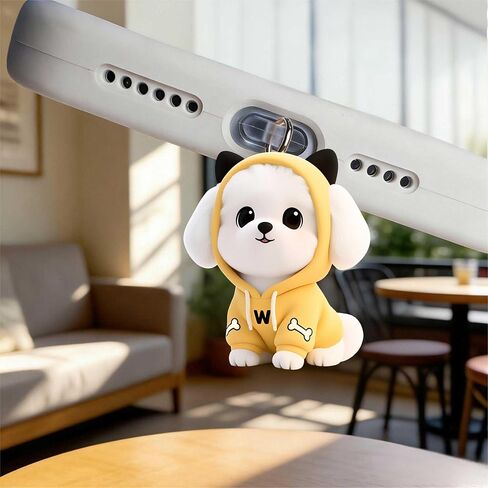 Yellow Hoodie Dog Dust Plug Acrylic Charms for electronic products,Type-C Charging Port Dust Plugs Pendant Compatible with E-Reader Phone Tablet, Gift for Christmas, Birthday, Anniversary Day in Saudi Arabia