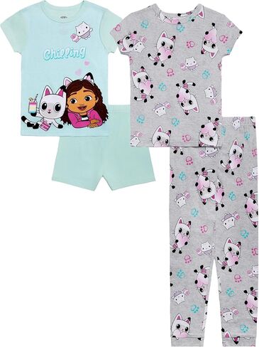 Gabby Dollhouse Girls' 4-Piece Snug-fit Cotton Pajama Set, Soft & Cute for Kids, MUSICAL GABBY, 8 in Saudi Arabia