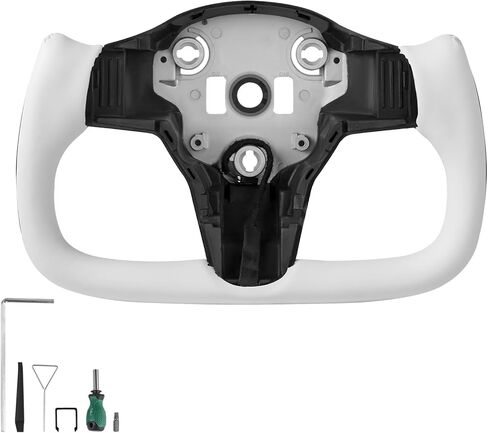 VEVOR Steering Wheel for 2008-2020 Nissan 370Z, Carbon Fiber Steering Wheel D-Shaped Flat-Bottom, Leather Grip with Non-Slip Texture & Precise Stitching, Accessories Replacement for Nissan 370Z, Black in Saudi Arabia
