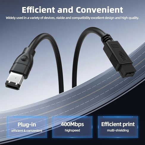 كابل FireWire 800 إلى 400 9-Pin إلى 6-Pin، سلك محول IEEE 1394b إلى 1394a، 6FT (1.8m) لجهاز Mac، كاميرا فيديو DV، واجهة صوت، محرك أقراص ثابتة خارجي in Saudi Arabia