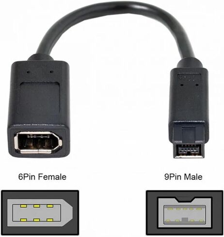 IEEE 1394 6Pin Female to 1394b 9Pin Male Firewire 400 to 800 Cable 20cm in Saudi Arabia