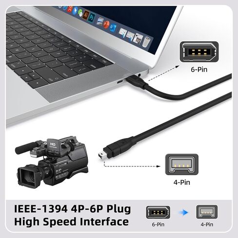 FireWire 4 Pin to 6 Pin iLink DV Cable 6FT, IEEE 1394 Firewire 400 Cord for PC Computer to Canon GL1 GL2 MiniDV, XL H1 XH G1, ZR20 ZR25 ZR50 ZR700 ZR830 ZR850 ZR900 ZR930 ZR950 ZR1000 Camcorders in Saudi Arabia